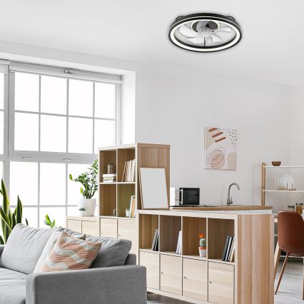 LED Стельовий світильник з вентилятором та регулюванням яскравості FARGO LED/37W/230V чорний + пульт дистанційного керування