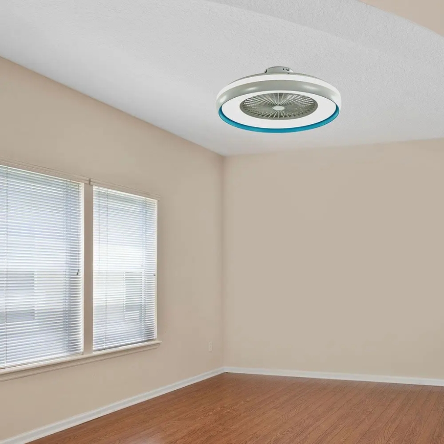 Стельовий LED світильник з вентилятором LED/45W/230V 3000/4000/6500K синій + пульт дистанційного керування