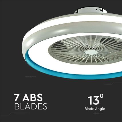 Стельовий LED світильник з вентилятором LED/45W/230V 3000/4000/6500K синій + пульт дистанційного керування