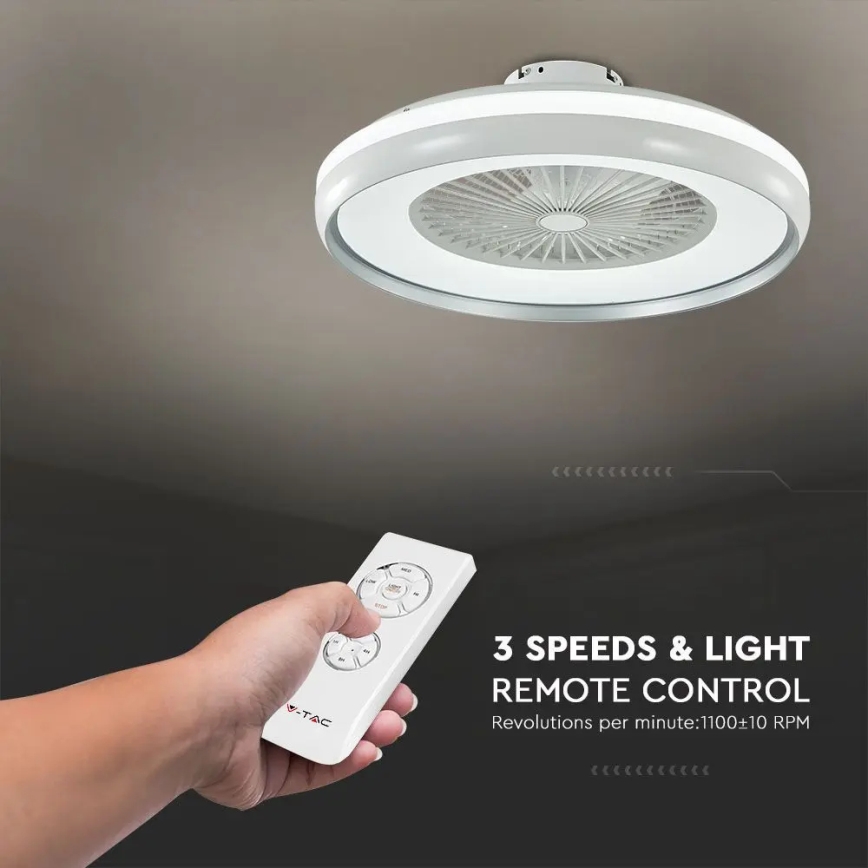 Стельовий LED світильник з вентилятором LED/45W/230V 3000/4000/6500K сірий + пульт дистанційного керування