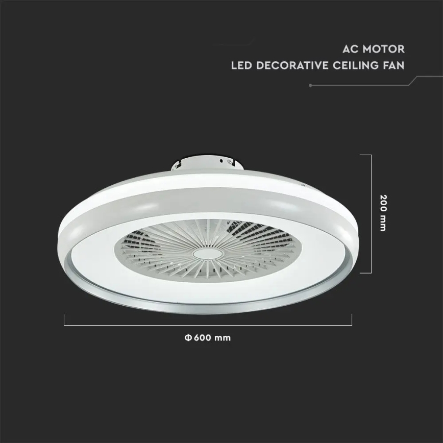 Стельовий LED світильник з вентилятором LED/45W/230V 3000/4000/6500K сірий + пульт дистанційного керування