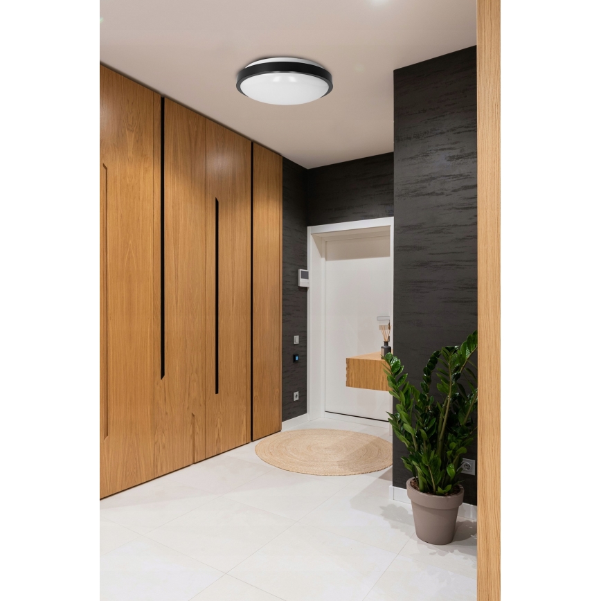 Стельовий світильник 2xE27/40W/230V діам. 29,5 см чорний