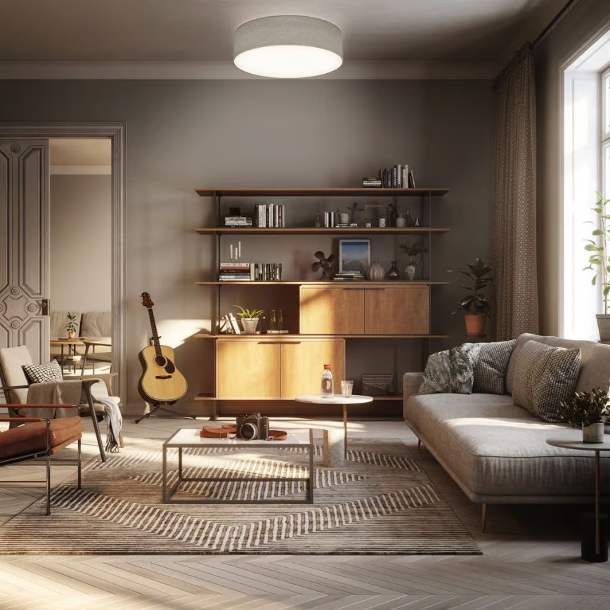 Стельовий світильник 2×E27, 40 Вт, 230 В, діаметр 38 см, бежевий