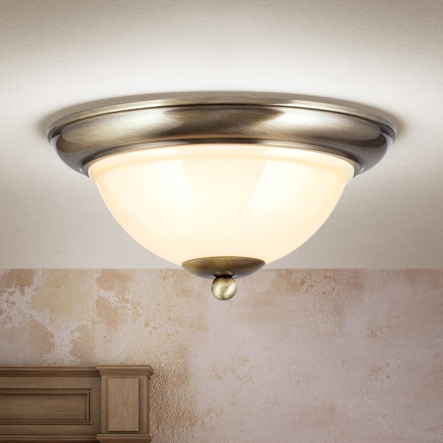 Стельовий світильник AUSTRIAN OLD LAMP 2xE27/60W/230V діаметр 27 см бронза/бежевий