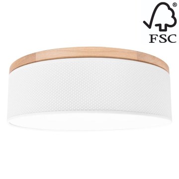Стельовий світильник BENITA 2xE27/25W/230V діаметр 48 см білий/дуб – FSC сертифіковано