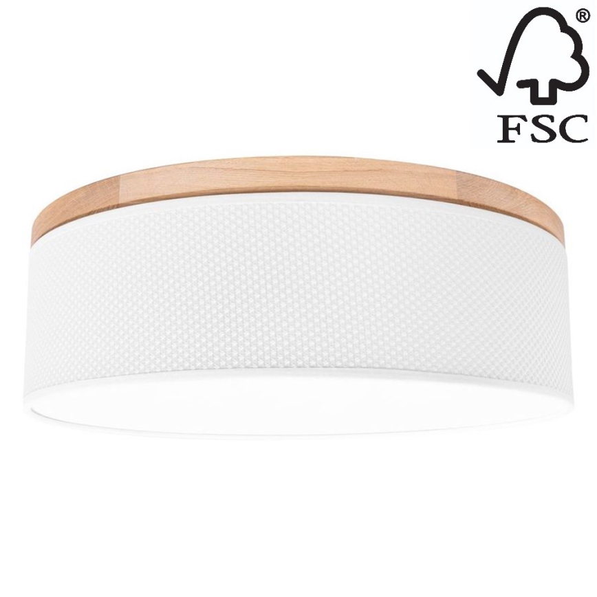 Стельовий світильник BENITA 2xE27/25W/230V діаметр 48 см білий/дуб – FSC сертифіковано