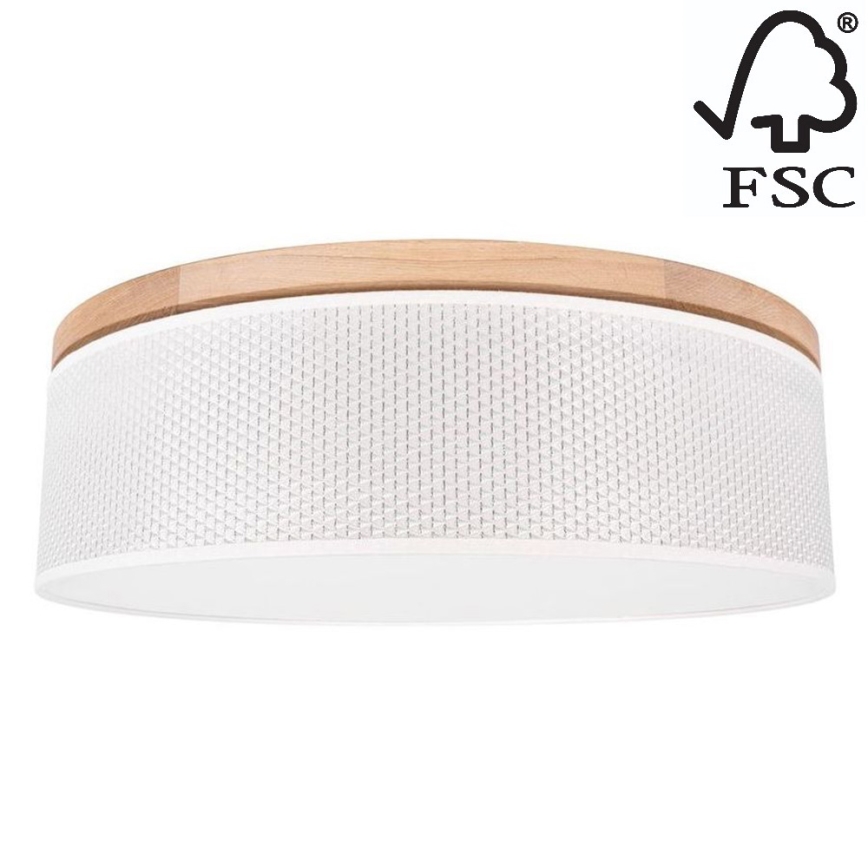 Стельовий світильник BENITA 2xE27/25W/230V діаметр 48 см кремовий/дуб – FSC сертифіковано