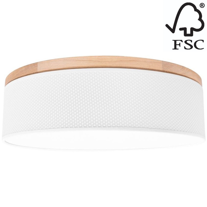 Стельовий світильник BENITA 4xE27/25W/230V діаметр 58 см білий/дуб – FSC сертифіковано