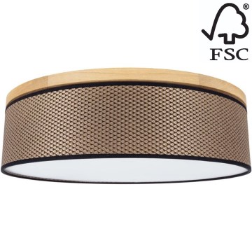 Стельовий світильник BENITA 4xE27/25W/230V діаметр 58 см коричневий/дуб – FSC сертифіковано