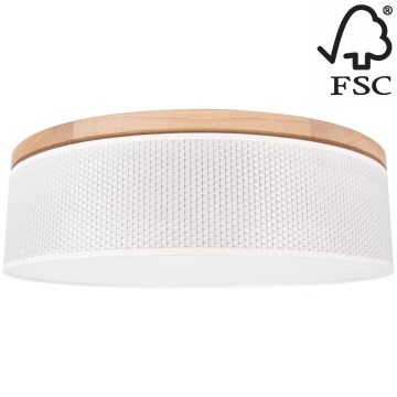 Стельовий світильник BENITA 4xE27/25W/230V діаметр 58 см кремовий/дуб – FSC сертифіковано