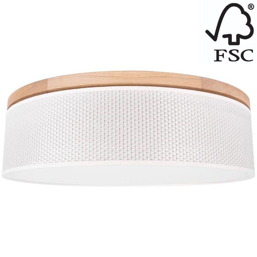Стельовий світильник BENITA 4xE27/25W/230V діаметр 58 см кремовий/дуб – FSC сертифіковано