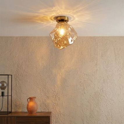 Стельовий світильник CRISTAL 1xE14/15W/230V латунь/димчасто-бежевий