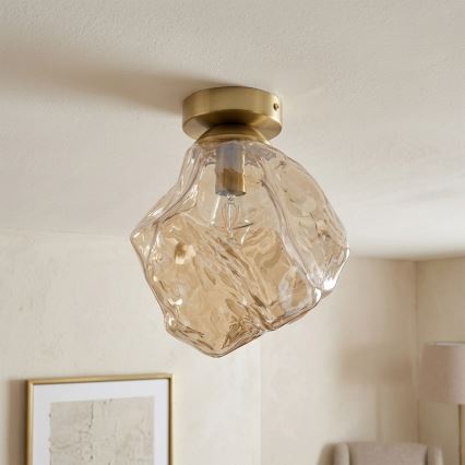 Стельовий світильник CRISTAL 1xE14/15W/230V латунь/димчасто-бежевий