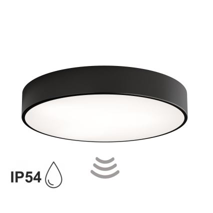 Стельовий світильник для ванної з датчиком CLEO, 4×E27/24W/230V, діаметр 50 см, захист IP54, чорний