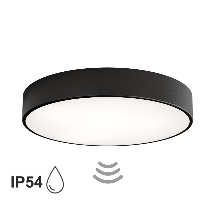 Стельовий світильник для ванної з датчиком CLEO, 4×E27/24W/230V, діаметр 50 см, захист IP54, чорний