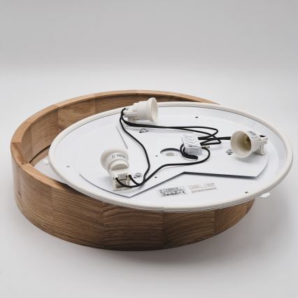 Стельовий світильник для ванної кімнати OAK 3xE27/15W/230V дуб, діаметр 37 см, IP54