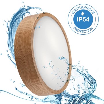 Стельовий світильник для ванної кімнати OAK 3xE27/15W/230V дуб ø 37 см IP54 - FSC сертифіковано