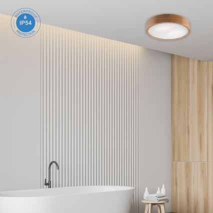 Стельовий світильник для ванної кімнати OAK 3xE27/15W/230V дуб ø 37 см IP54 - FSC сертифіковано