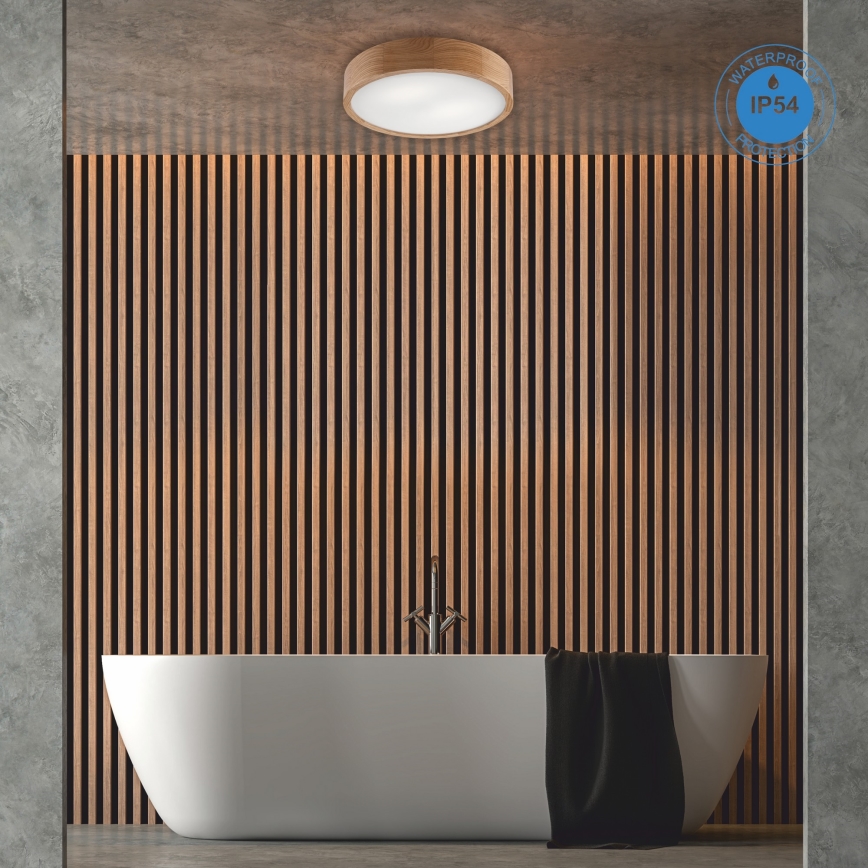 Стельовий світильник для ванної кімнати OAK 3xE27/15W/230V дуб ø 37 см IP54 - FSC сертифіковано
