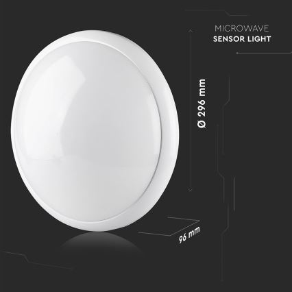 Стельовий світильник для ванної кімнати з датчиком 1xE27/60W/230V IP44 ø 29,6 см