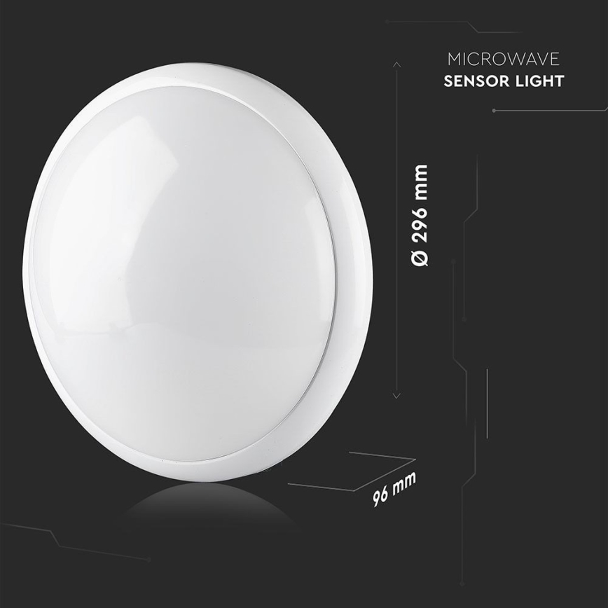 Стельовий світильник для ванної кімнати з датчиком 1xE27/60W/230V IP44 ø 29,6 см
