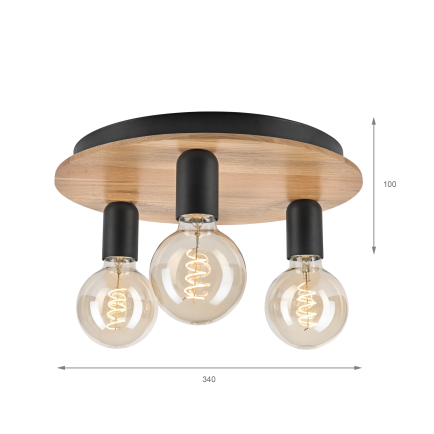 Стельовий світильник DUSTY 3xE27/15W/230V діаметр 34 см дуб/чорний