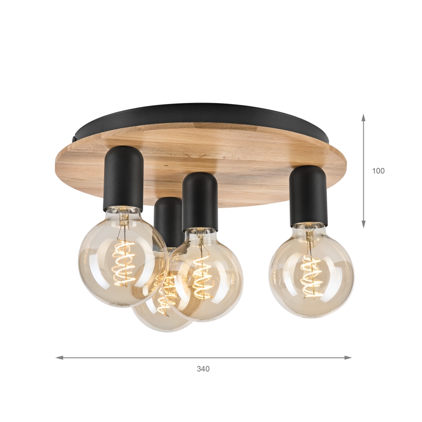 Стельовий світильник DUSTY 4xE27/15W/230V діаметр 34 см дуб/чорний