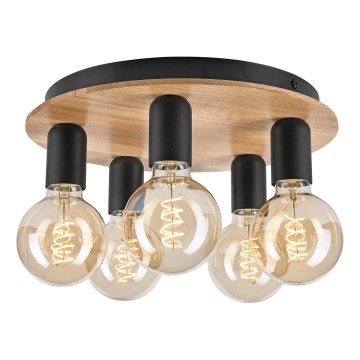 Стельовий світильник DUSTY 5xE27/15W/230V діаметр 34 см дуб/чорний