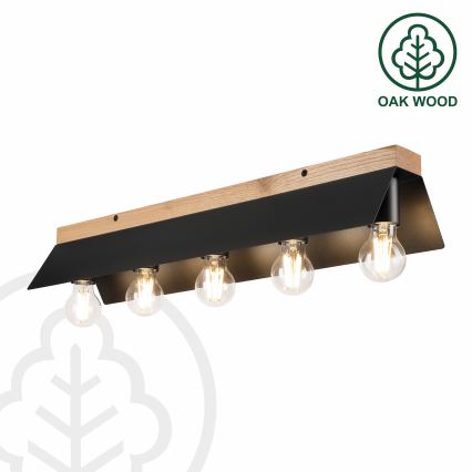 Стельовий світильник ESME 5xE27/15W/230V чорний/дуб