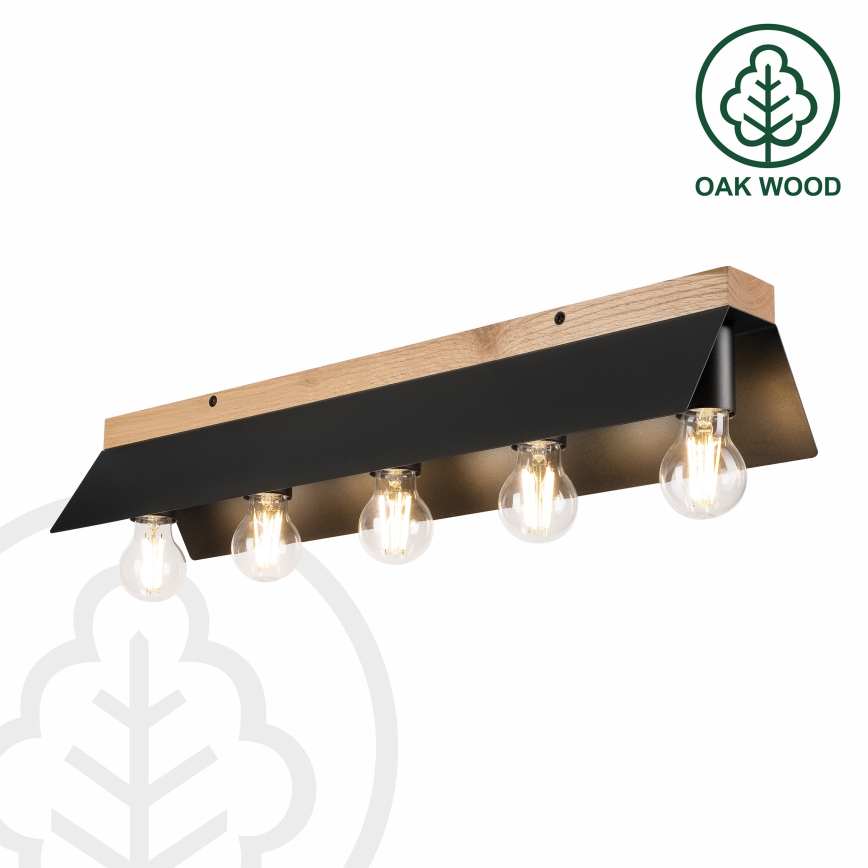 Стельовий світильник ESME 5xE27/15W/230V чорний/дуб