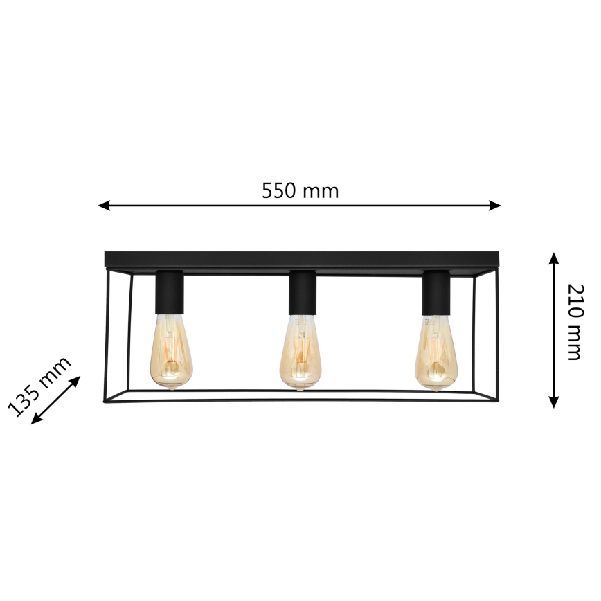 Стельовий світильник FINN 3xE27/15W/230V чорний