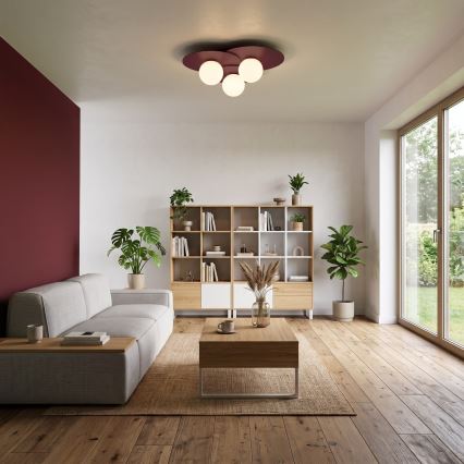 Стельовий світильник FLAT 3xE27/15W/230V 55x60 см бордовий
