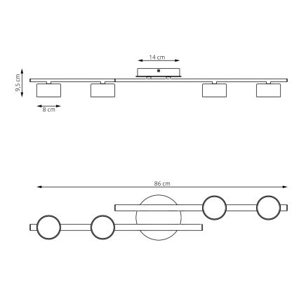 Стельовий світильник FRAGMENT 4xGX53/12W/230V чорний