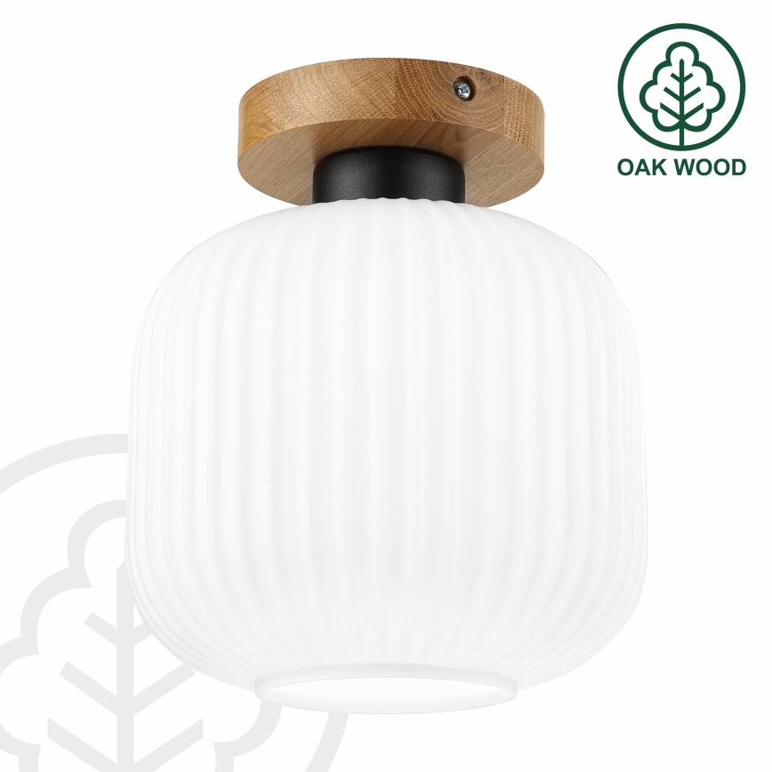 Стельовий світильник HARMA WOOD 1xE27/15 Вт/230 В, дуб/білий, діаметр 20 см