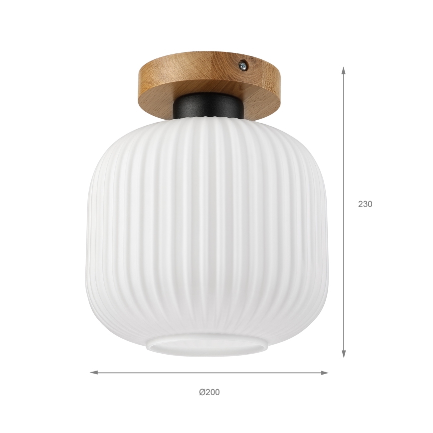 Стельовий світильник HARMA WOOD 1xE27/15 Вт/230 В, дуб/білий, діаметр 20 см