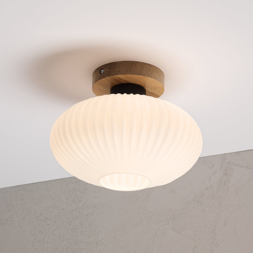 Стельовий світильник HARMA WOOD 1xE27/15W/230V, дуб/білий, Ø 25 см