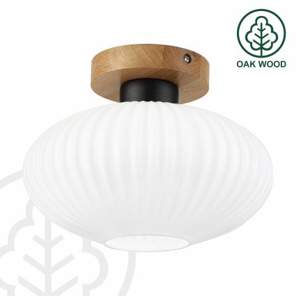 Стельовий світильник HARMA WOOD 1xE27/15W/230V, дуб/білий, Ø 25 см