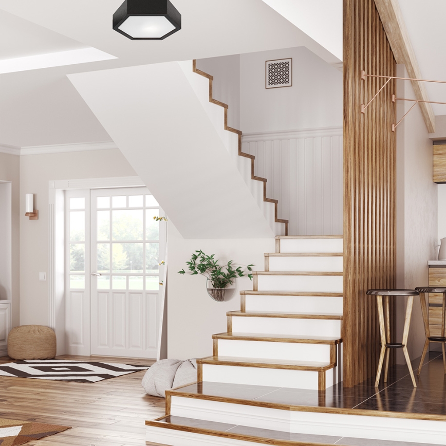 Стельовий світильник HEX 1xE27/60W/230V ø 32 см сосна чорний