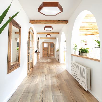 Стельовий світильник HEX 2xE27/60W/230V діаметр 43 cm сосна коричнева