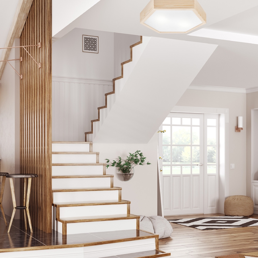 Стельовий світильник HEX NATURAL 2xE27/60W/230V ø 43 см сосна
