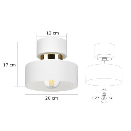 Стельовий світильник IGNIA 1xE27/60W/230V білий