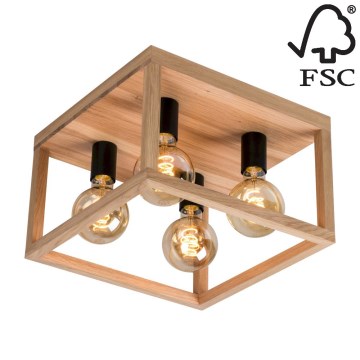 Стельовий світильник KAGO 4xE27/60W/230V матовий дуб – сертифіковано FSC