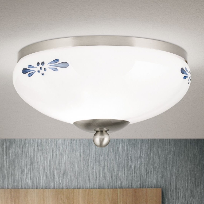 Стельовий світильник LANDHAUS 1xE27/60W/230V діаметр 21 см матовий хром/білий