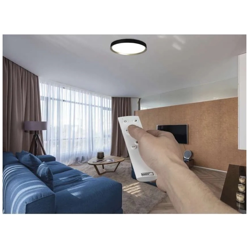 LED димований стельовий світильник ILVI LED/45W/230V 2700-6500K діам. 50 cm чорний/латунь + пульт дистанційного керування
