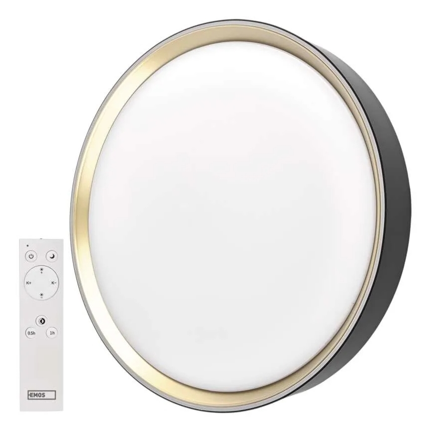LED димований стельовий світильник ILVI LED/45W/230V 2700-6500K діам. 50 cm чорний/латунь + пульт дистанційного керування