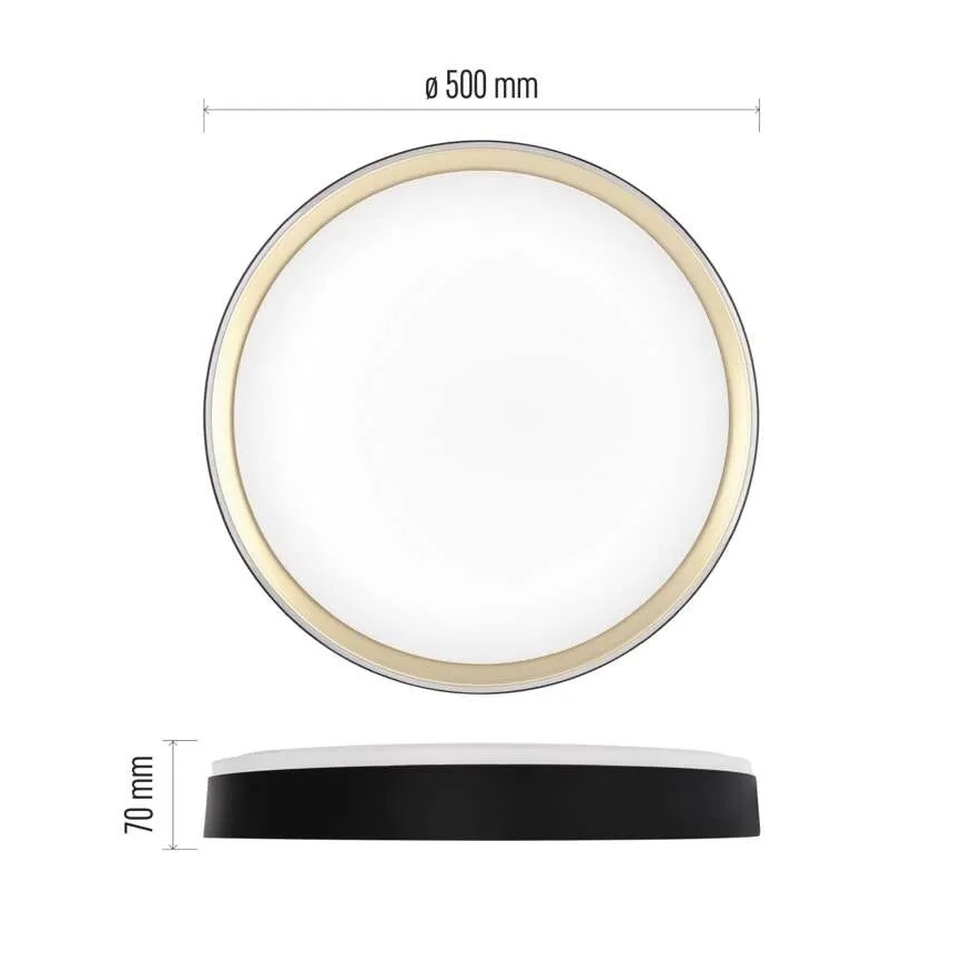 LED димований стельовий світильник ILVI LED/45W/230V 2700-6500K діам. 50 cm чорний/латунь + пульт дистанційного керування