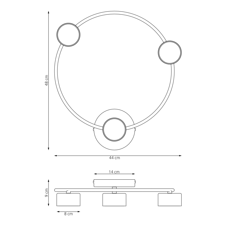 Стельовий світильник LUCIO 3xGX53/12W/230V чорний