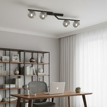 Стельовий світильник NATON 4xE14/10W/230V чорний/димчастий