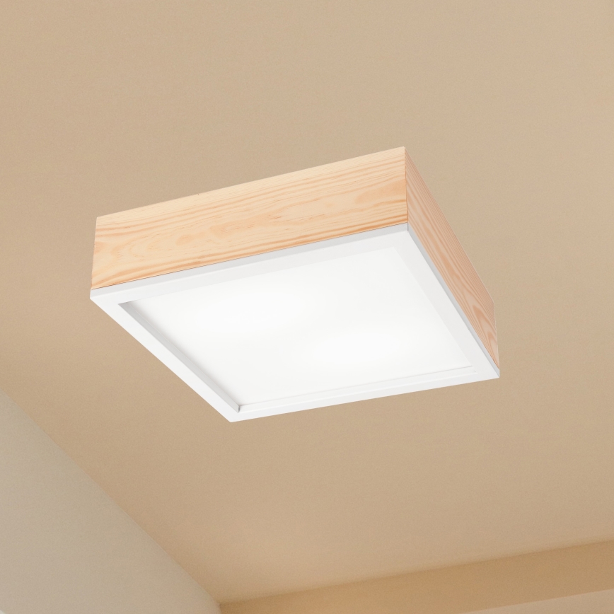 Стельовий світильник NATURAL SQUARE 2xE27/15W/230V 31x31 см сосна/білий