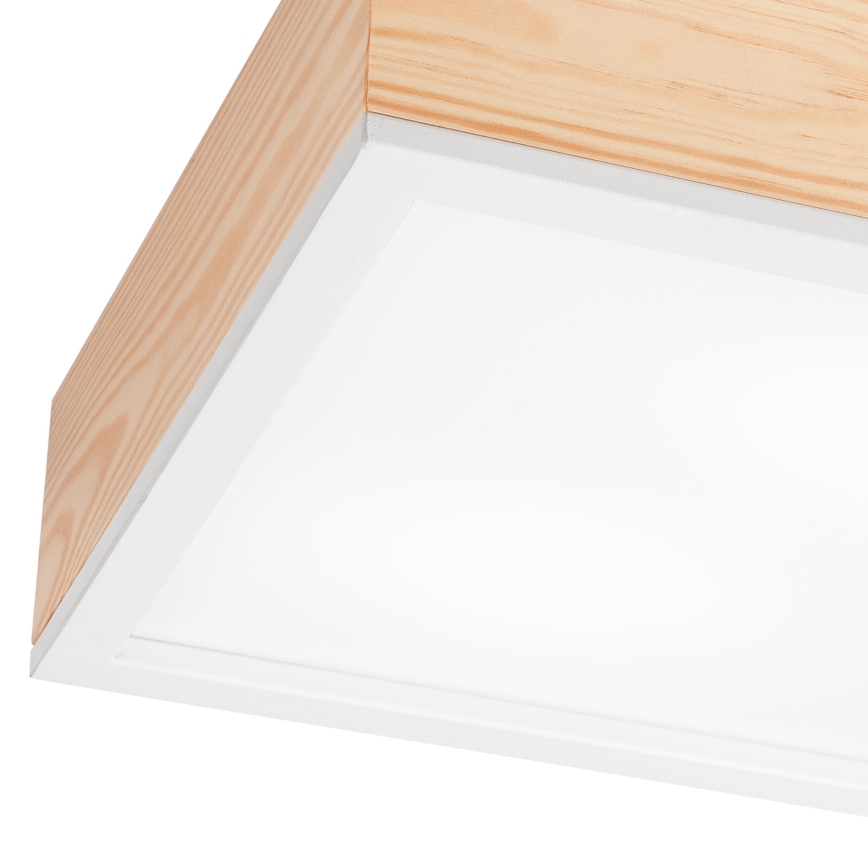 Стельовий світильник NATURAL SQUARE 2xE27/15W/230V 31x31 см сосна/білий